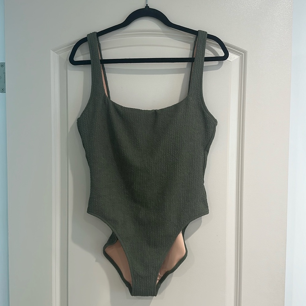 J crew ribbed square neck swimsuit